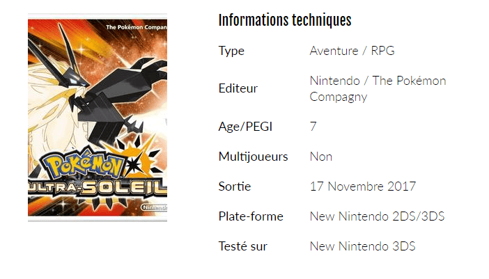 Boîte du jeu Pokémon Ultra Soleil pour Nintendo 3DS, montrant le légendaire Solgaleo sur fond orange et noir