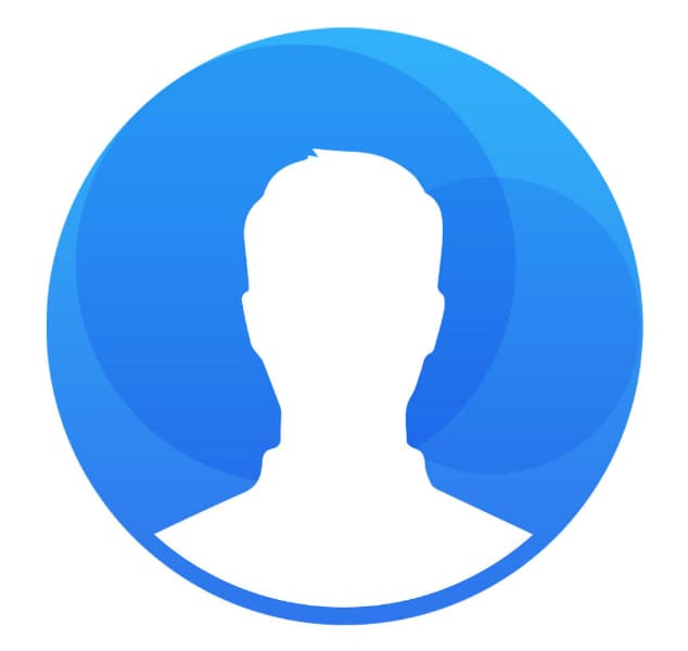 Silhouette de profil blanc d'une personne sur fond bleu dégradé, icône générique de compte utilisateur