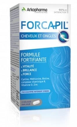 Boîte de complément alimentaire Forcapil pour cheveux et ongles, formule fortifiante Arkopharma