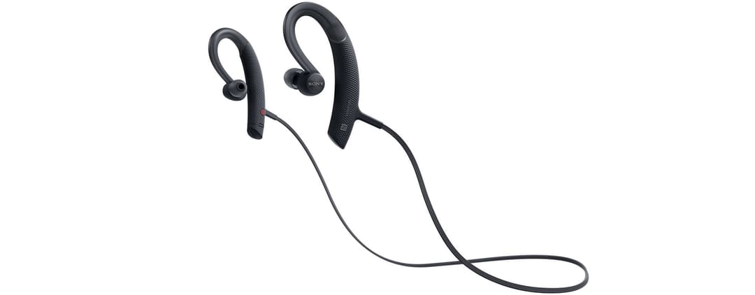Écouteurs Sony MDR-XB80BS sans fil de couleur noire avec arceau de maintien et câble de connexion