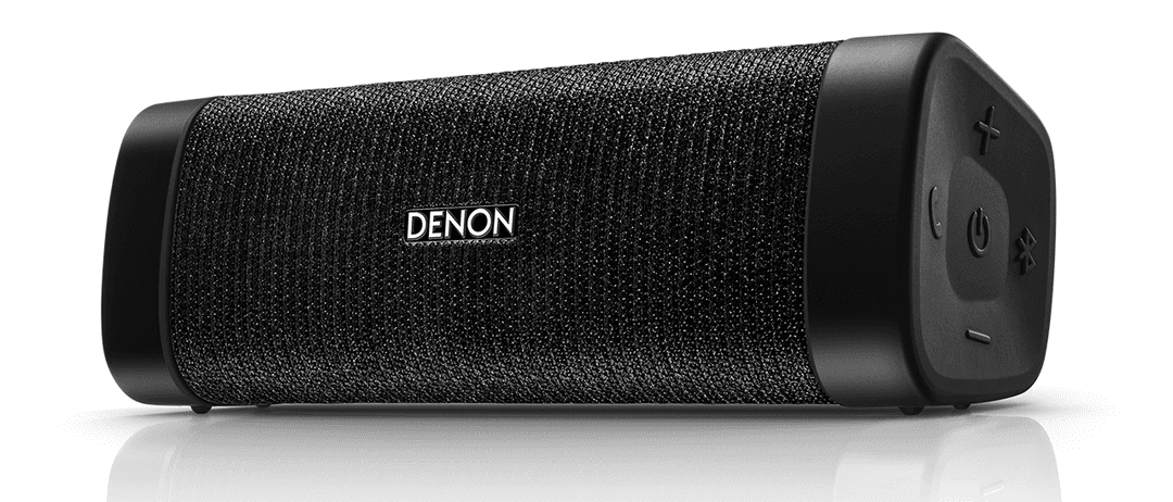 Haut-parleur portable Denon Envaya Pocket DSB-50BT noir avec façade en tissu et embouts en caoutchouc