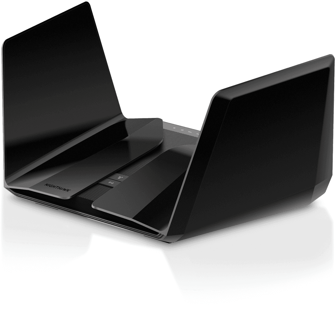 Routeur Wi-Fi 6 Netgear Nighthawk RAX120 noir avec design épuré et deux antennes pivotantes intégrées