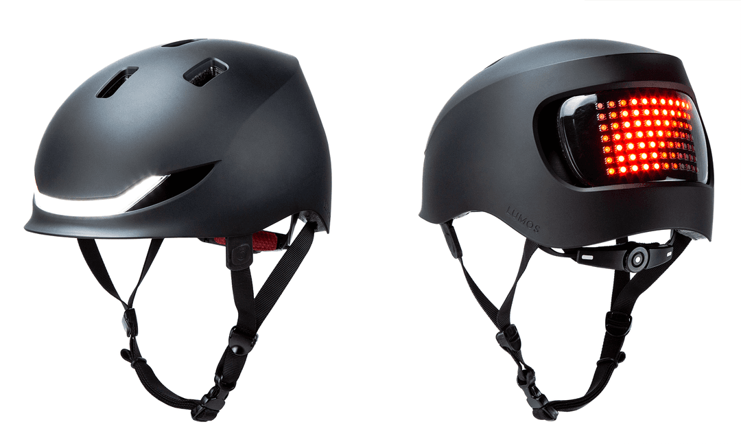 Casque de vélo Lumos Matrix noir avec LED intégrées rouges à l'arrière et bande lumineuse blanche à l'avant