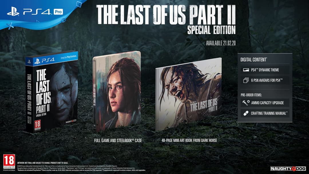 Édition spéciale de The Last of Us Part II pour PS4, avec boîtier Steelbook, mini art book et contenu numérique supplémentaire, disponible le 21 février 2020
