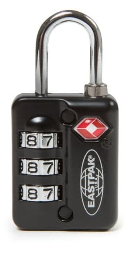 Cadenas à combinaison TSA Lock noir Eastpak avec trois molettes numérotées et logos de marque
