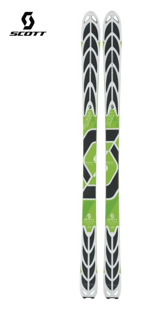 Paire de skis Scott Xplor'Air 175 blanc, noir et vert lime, avec structure carbone et géométrie allégée pour la randonnée
