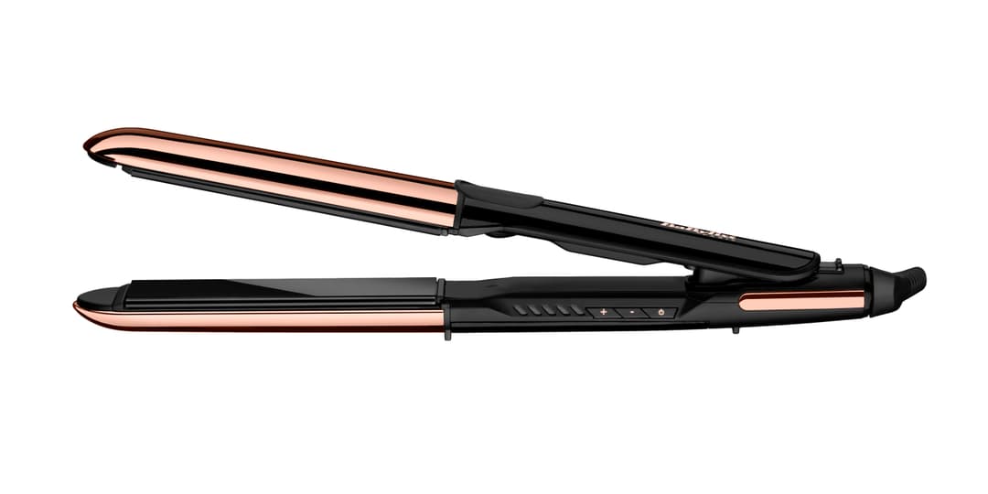 Fer à lisser BaByliss Straight & Curl Brilliance noir et rose poudré avec plaques lisses et ondulantes