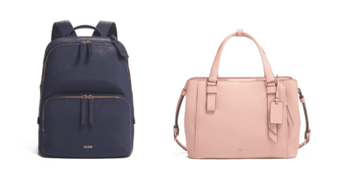 Sacs TUMI collection Printemps/Été 2020 : backpack bleu marine et tote rose poudré