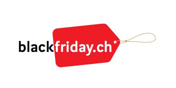 Logo de blackfriday.ch avec étiquette de prix rouge et ficelle