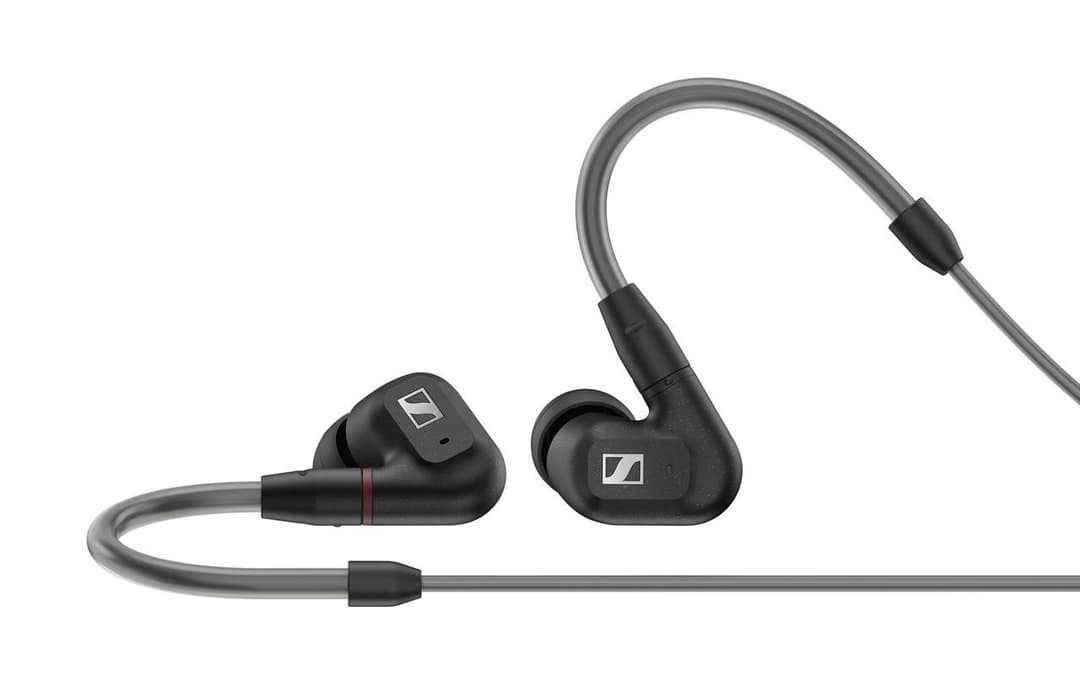Écouteurs intra-auriculaires IE 300 noirs de Sennheiser avec contours d'oreille flexibles et câble gris