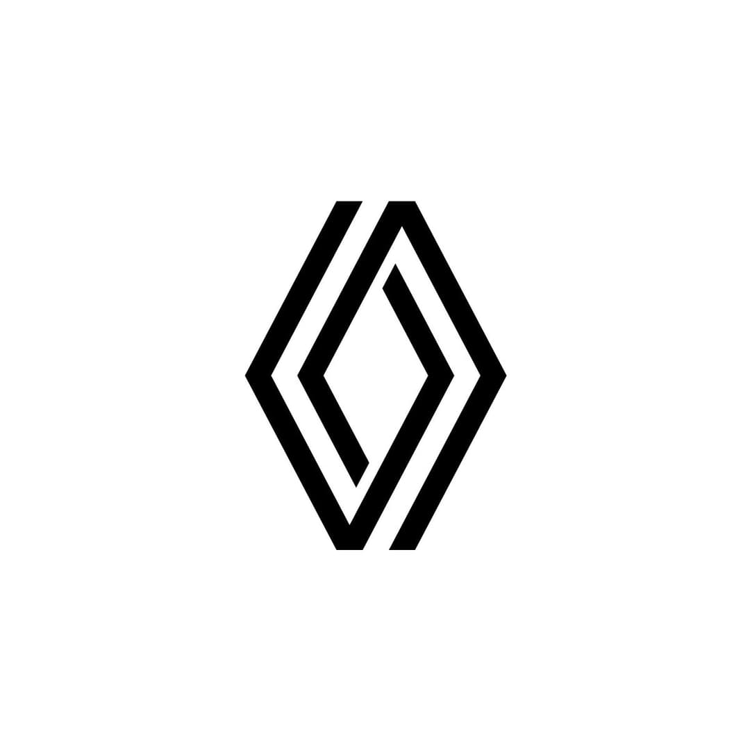 Logo de Renault épuré représentant un losange formé de traits noirs parallèles sur fond blanc