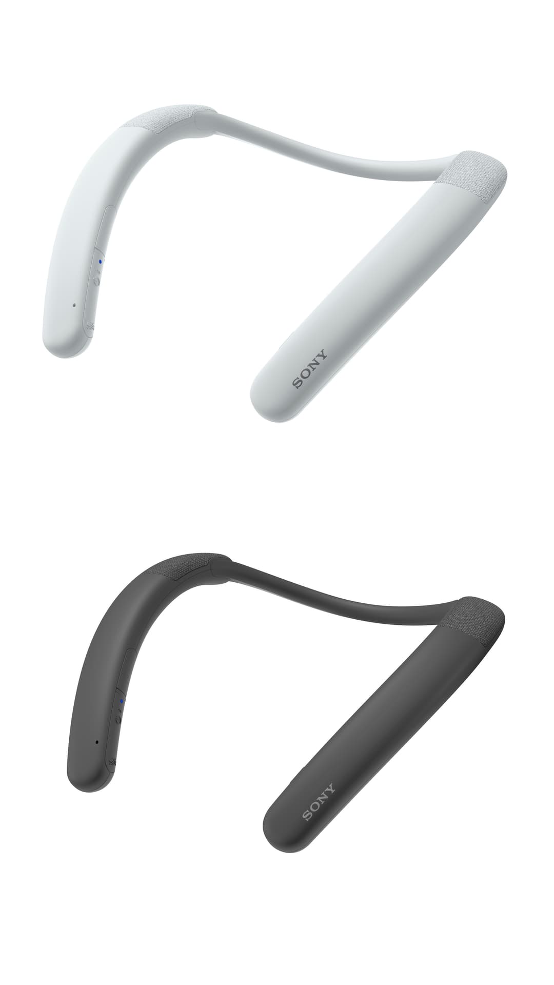 Enceinte Sony SRS-NB10 en blanc et noir, de forme épurée à porter autour du cou