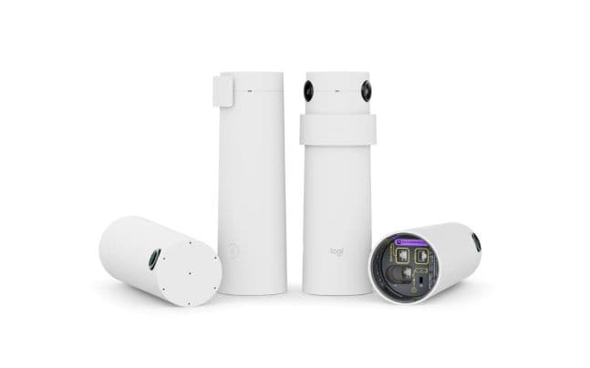 Caméra Logitech Sight blanche composée de plusieurs modules cylindriques équipés de capteurs optiques