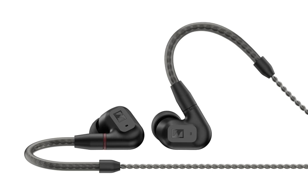 Écouteurs intra-auriculaires Sennheiser IE 200 noirs avec câble tressé gris et connecteur jack