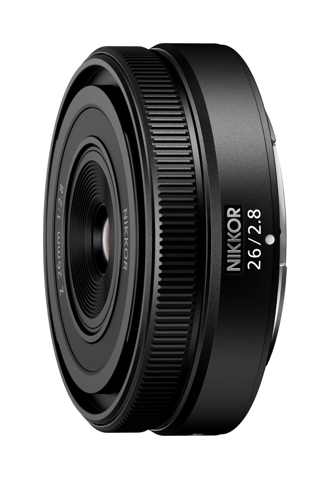 Objectif NIKKOR Z 26 mm f/2.8 de couleur noire avec bague de réglage personnalisable