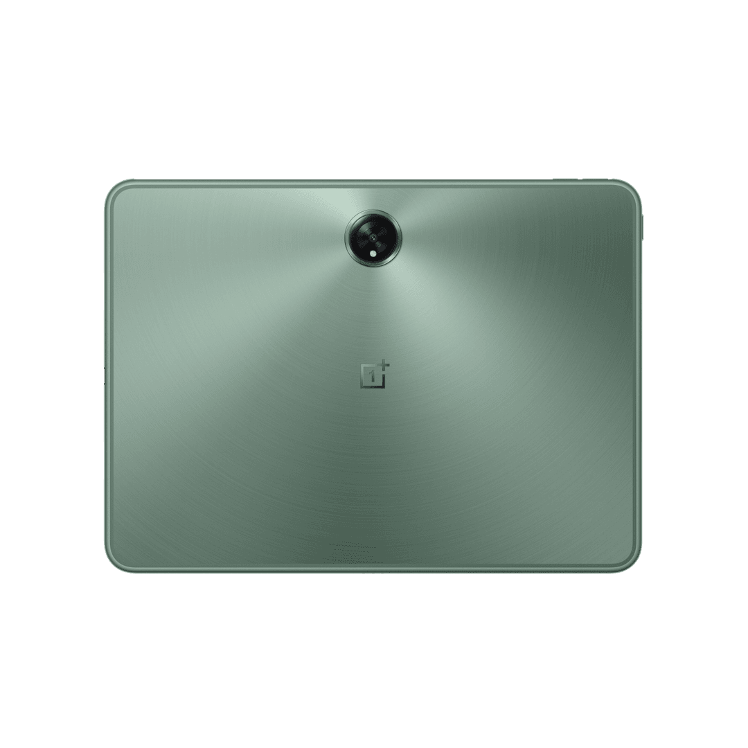 OnePlus Pad vert menthe vu de dos, avec caméra circulaire et logo OnePlus au centre