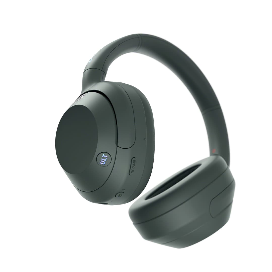 Casque audio Sony ULT WEAR gris anthracite, pliable, présenté de trois quarts sur fond blanc