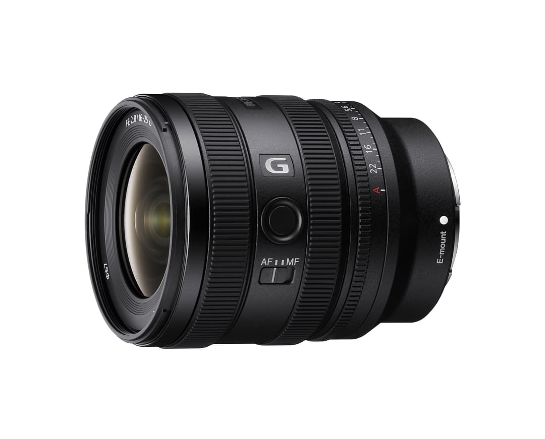 Objectif Sony FE 16-25mm F2.8 G, zoom ultra grand-angle noir avec bague de mise au point et marquages de distance