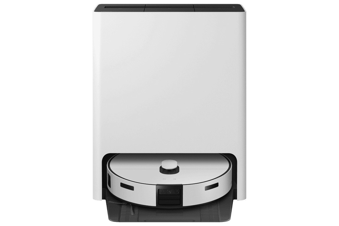 Aspirateur robot Samsung Bespoke Jet Bot Combo blanc et noir avec station de charge blanche intégrée