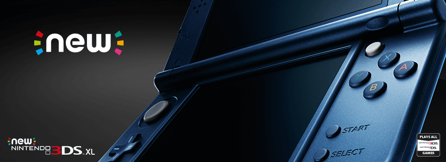 New Nintendo 3DS XL bleu marine, console portable ouverte présentant ses deux écrans et ses boutons de commande