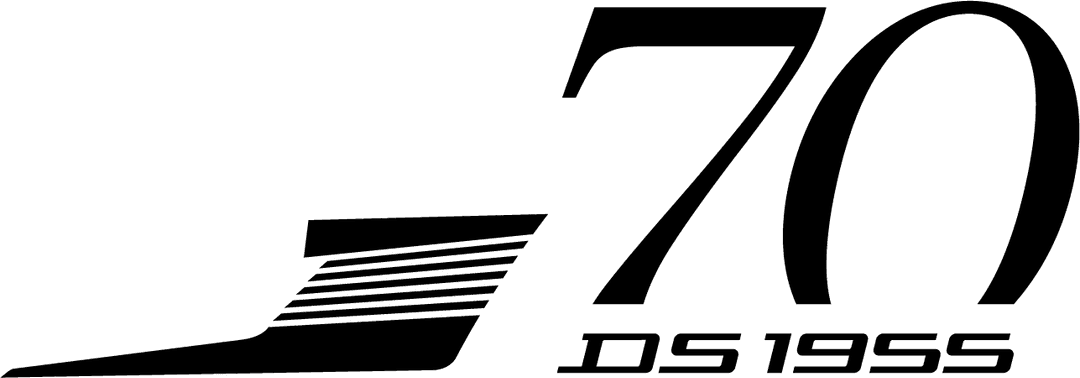 Logo DS 1955 célébrant 70 ans d'histoire de la marque automobile française