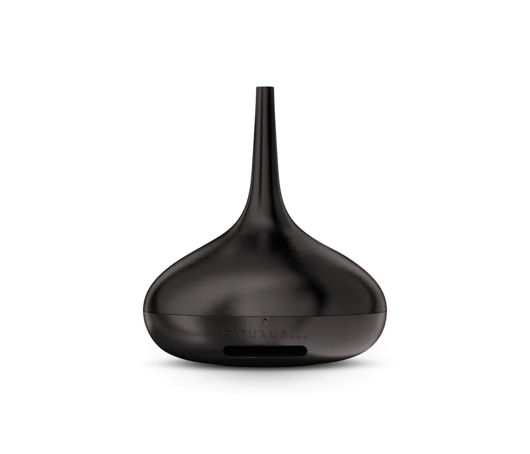The Perfume Genie 2.0 de Rituals, diffuseur de parfum noir aux formes arrondies avec spire élancée