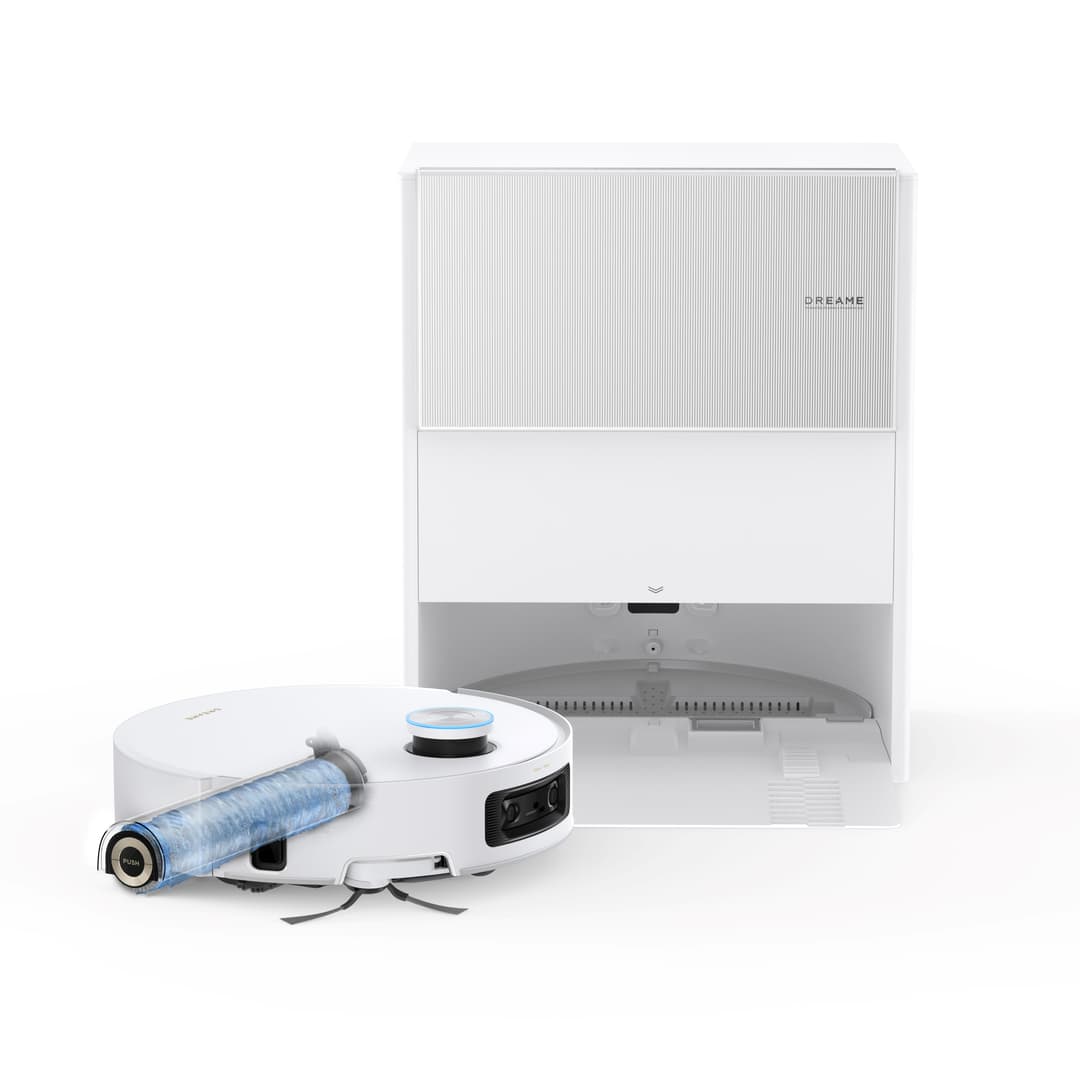 Robot aspirateur-laveur Dreame Aqua10 Ultra Roller blanc avec station de nettoyage et serpillère bleue