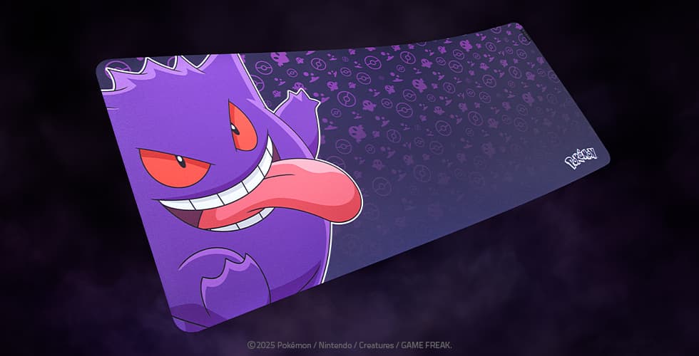 Tapis de souris Razer Gigantus V2 XXL édition Ectoplasma avec Ectoplasma Pokémon maléfique en violet et rouge sur fond noir
