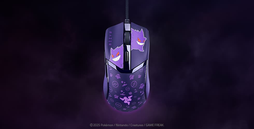 Souris gaming Razer Cobra Édition Ectoplasma violet avec motifs fantôme et éclairage RGB