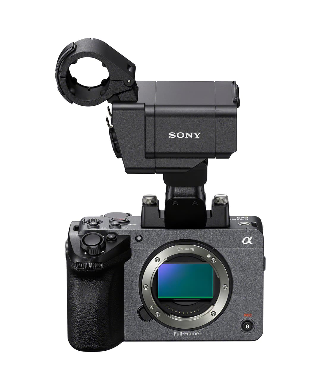 Caméra Sony FX5 plein format gris anthracite avec viseur électronique et poignée de prise de vue latérale