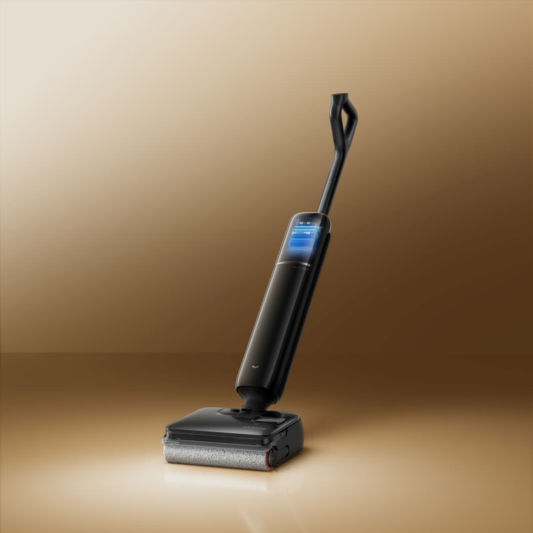 Dreame T14 Pro, aspirateur-nettoyeur sans fil noir avec écran tactile bleu et brosse rotative grise