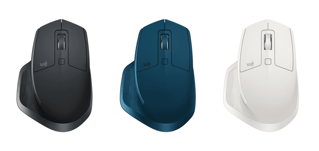 Souris Logitech MX Master 2S en trois coloris : noir, bleu et blanc