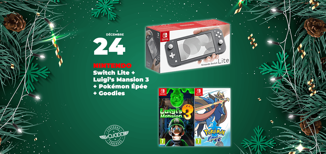 #24 • GAGNE ta Nintendo Switch Lite + Luigi's Mansion 3 + Pokémon Épée • Calendrier de l'Avent 2019