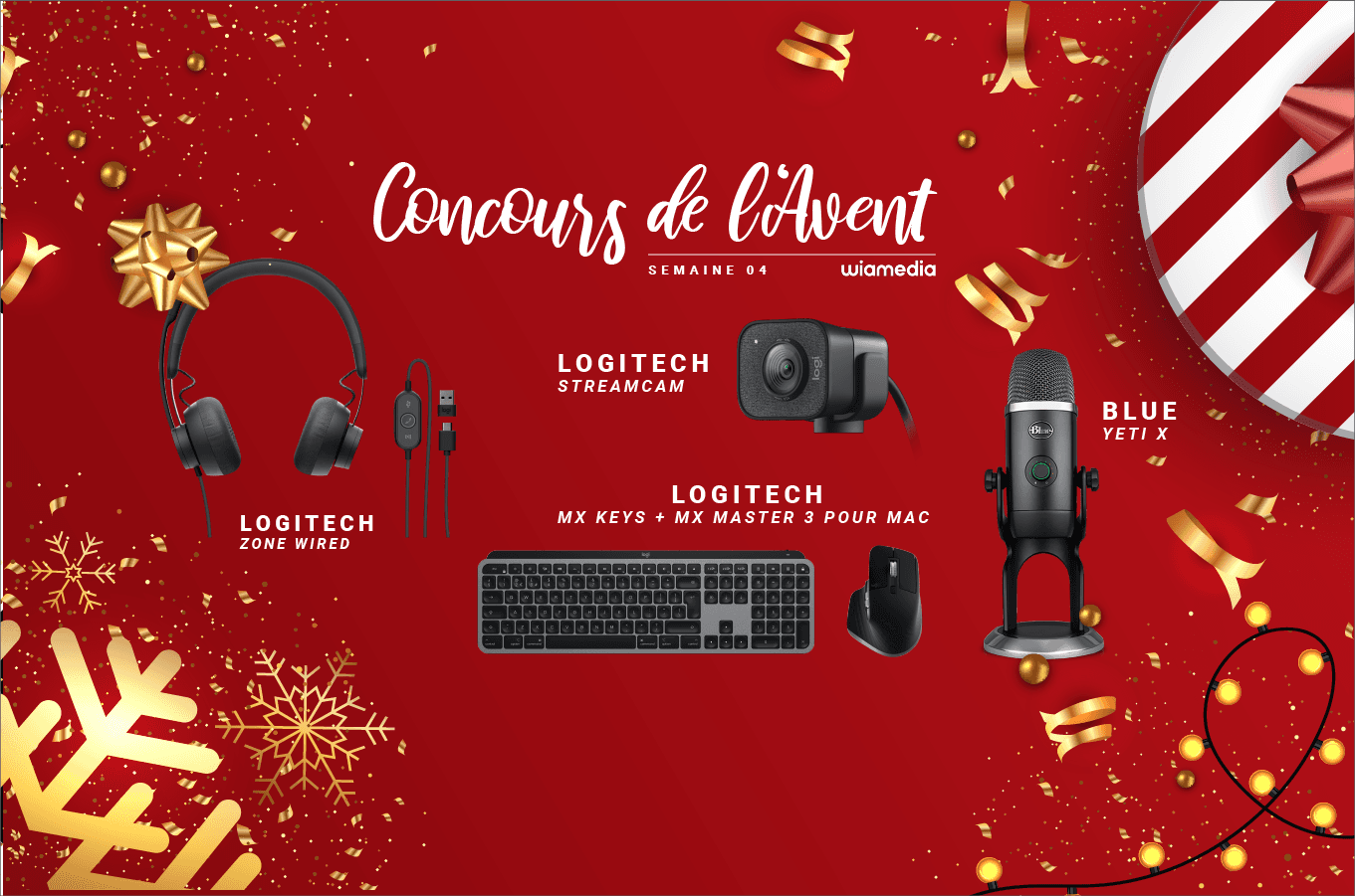 #04 AVENT - Pack Logitech (MX Keys & MX Master 3 for Mac + Zone Wired + StreamCam) + Blue Yeti X
