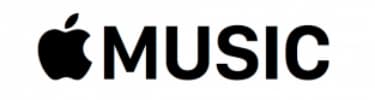 Logo Apple Music avec la pomme stylisée et le texte MUSIC en noir