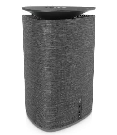 HP Pavilion Wave, tour PC de design triangulaire avec revêtement textile gris, développée avec Bang & Olufsen